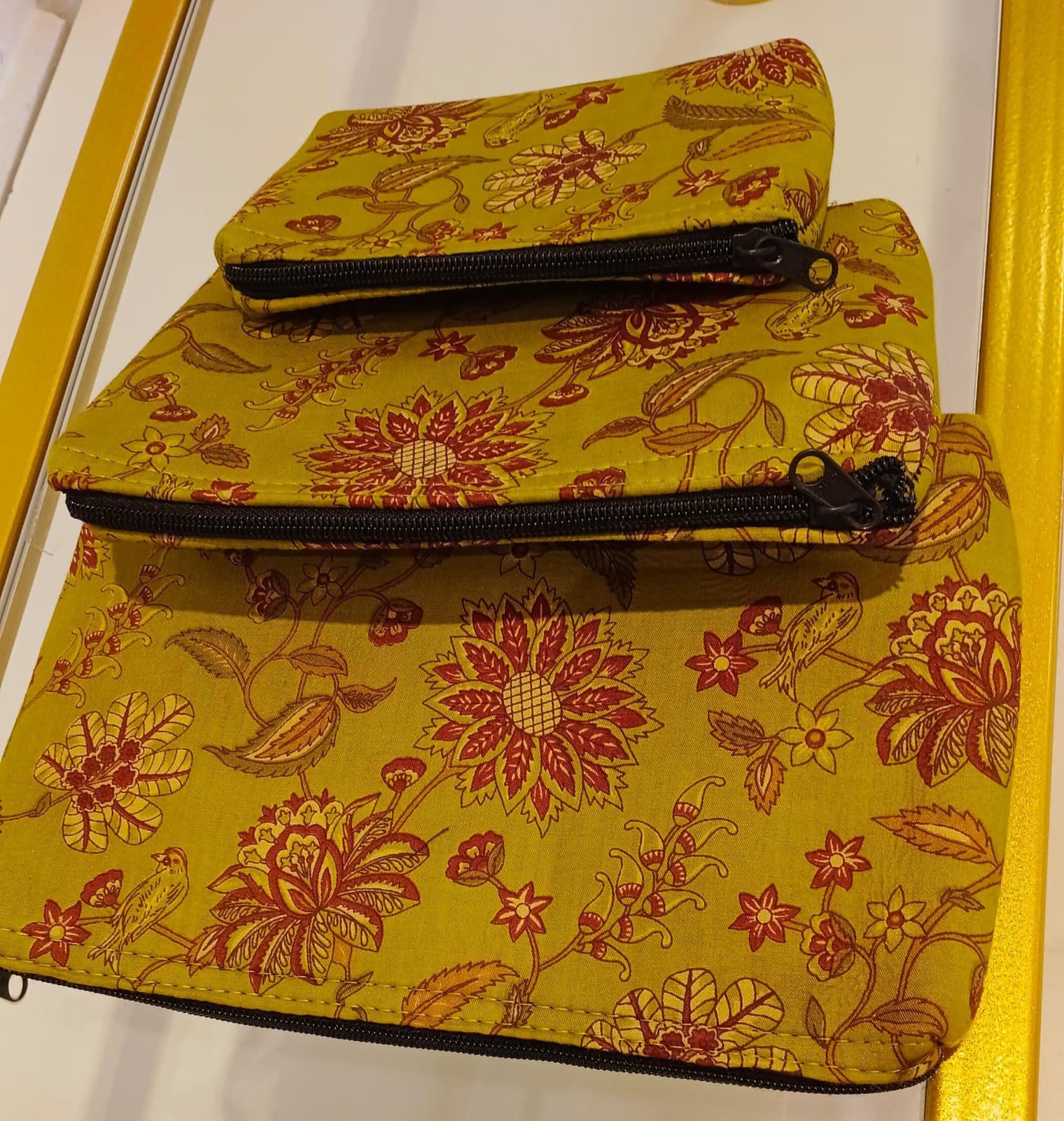 Ponn Malar Kalamkari Floral Pouch Set