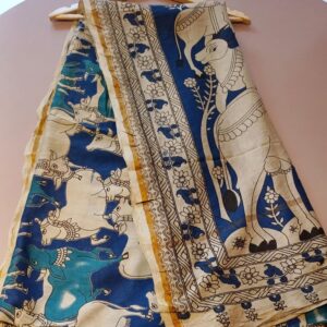 Handcrafted Kalamkari Chanderi Silk Saree Kamadhenu