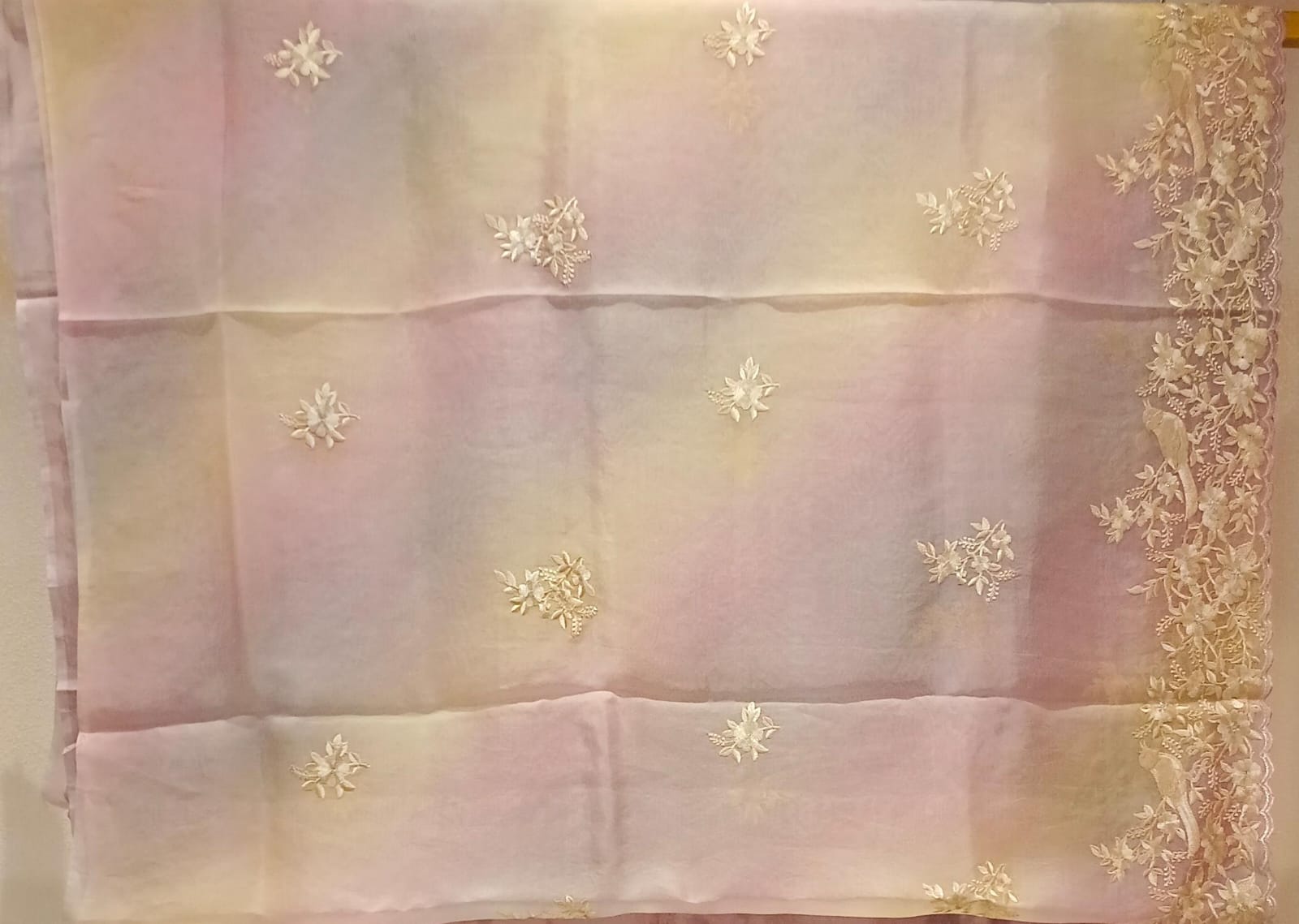 Blush Bloom Organza Embroidery Saree