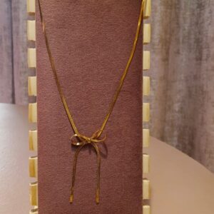 Golden Bow Lariat Necklace