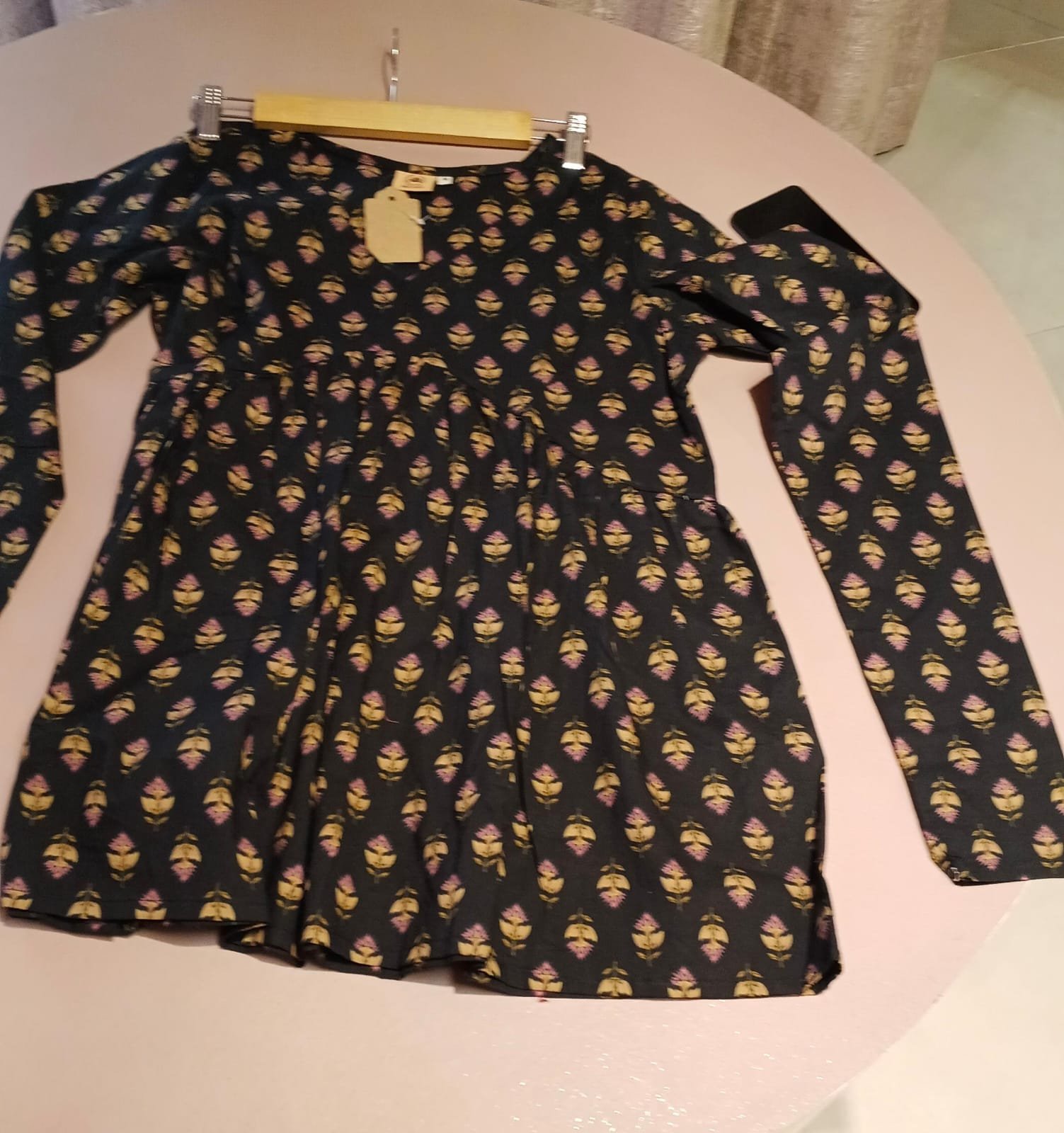 Black Floral Printed Cotton Co-Ord Set