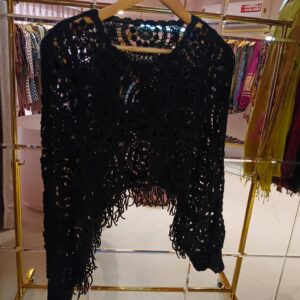 Midnight Crochet Fringe Top