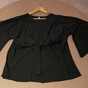 Noir Statement Tie-Front Peplum Top