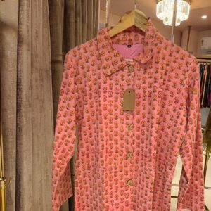 Blush Petal Block Print Cotton Shirt