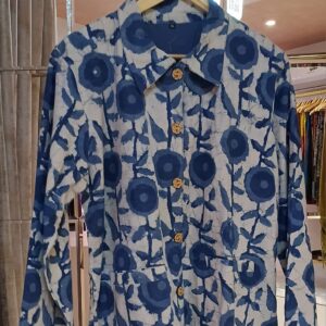 Indigo Bloom Cotton Printed Shirt