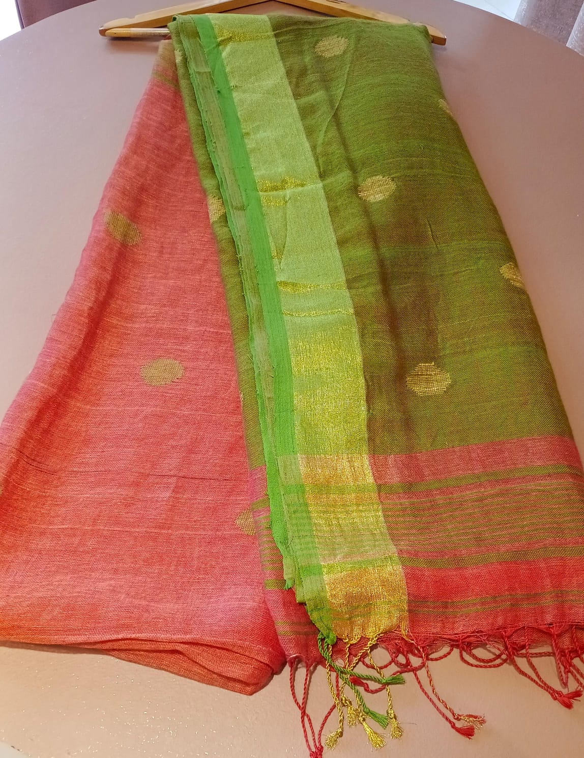 Parrot Bloom Premium Linen Saree